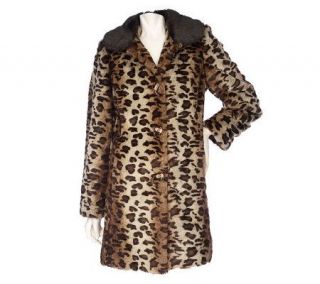 Dennis Basso Faux Fur Ombre Leopard Print Walking Coat —