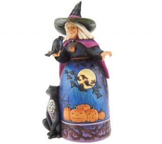 Jim Shore Heartwood Creek Halloween Witch with Black Cat —