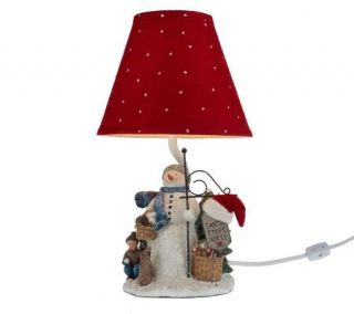 Santa Stops Here Snowman Accent Lamp w/ Polka Dot Shade by Valerie