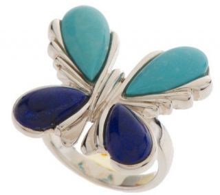 As Is Sterling Turquoise and Lapis Butterfly Ring   J275875