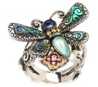 Barbara Bixby Sterling/18K Multi Gemstone Dragonfly Ring —