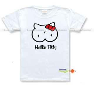 Hello Titty Boobs Funny Adult Humor T Shirt Tee White