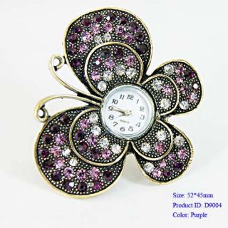 Fashion Jewelry New Women Crystal CZ Gemstone Butterfly Watch Rings