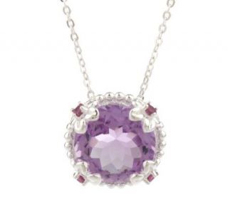 Sterling 4.25 ct tw Amethyst and Rhodolite Pendant w/Chain —