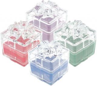 Set of 4 Glass Gift Box Jar Soy Candles w/Embossed Lids by Valerie