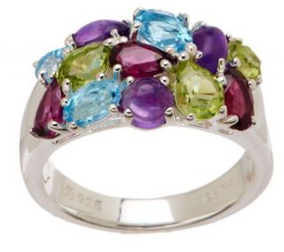 80 ct tw Multi gemstone Mixed Cut Sterling Band Ring —