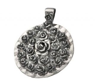Or Paz Sterling Gathered Rose Pendant —