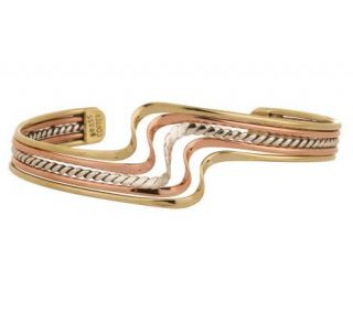 Artisan Crafted Sterling Tri color Wave Cuff Bracelet —
