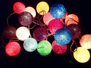 20pcs Mixed Color Cotton Balls String Lights Fairy Home Decor Wedding