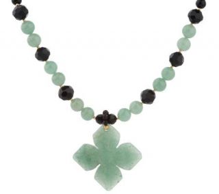 Lee Sands Green Aventurine Carved Flower 18 Necklace —