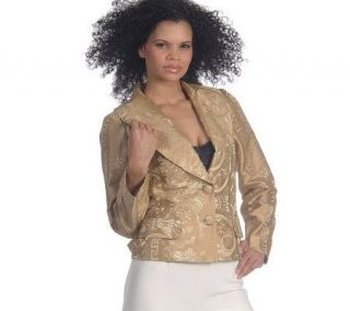 Pamela Dennis PCG Silk Brocade Shawl Collar Jacket —