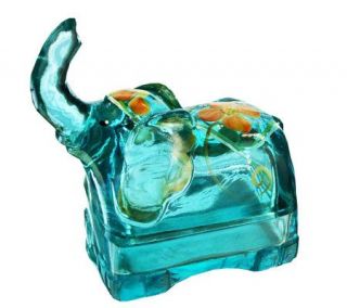 Fenton Art Glass Robins Egg Blue Elephant Box —