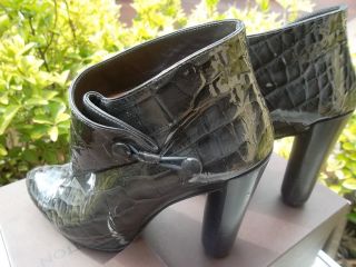  Delft Cornelia Ankle Boots Vernis Crocodile Print Leather Sz 37
