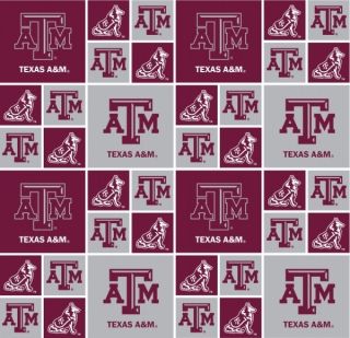 Texas A M NCAA Cotton Fabric by The Yard 45 W