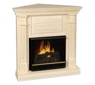 Greek Column Freestanding CornerFireplace w/Fuel & Screen by Real 