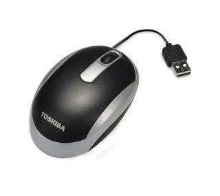 Toshiba USB Laser Mini Retractable Mouse   Black/Silver —
