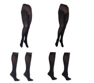 Legacy Legwear Touch of Satin Set of Two Tights & Two Trouser Socks 