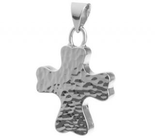 Artisan Crafted Sterling Hammered Cross Pendant —