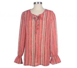 Cydney Mar Striped Georgette Print Peasant —