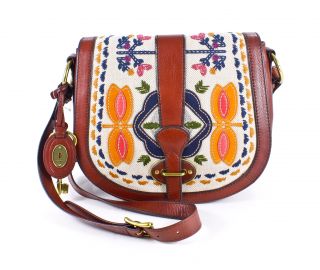 fossil vintage re issue flap leather crossbody bag multi brand new and