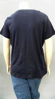 Covington Plus Womens 16 18W T Shirt Tee Top Blue Solid Short Sleeve