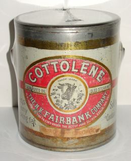 Cottolene Cooking Oil Tin Pail   N.K. Fairbank Company