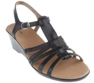 Clarks Leather Multi strap Wedge Sandals —