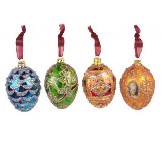Joan Rivers Set of 4 FabergeInspired Christmas Ornaments —