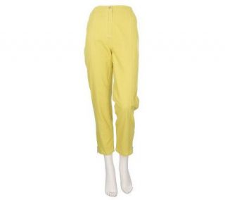 Bob Mackies Button Front Pants with Ankle Zip and Seaming —