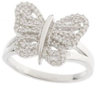 AffinityDiamond 1/4 ct tw Sterling Pave Butterfly Ring —