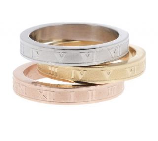 Steel by Design Set of 3 Roman Numeral Stack Rings —