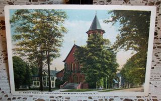 1922 Coxsackie NY Postcard St Marys Roman Catholic Church Rectory
