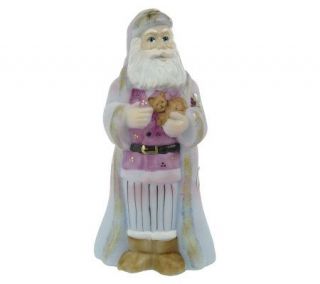 FentonArtGlass Handpainted Blue Burmese Santa Figurine —