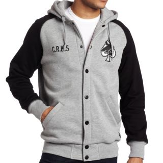 Crooks and Castles The Airgun Spades Hooded Varsity Jacket in Heather