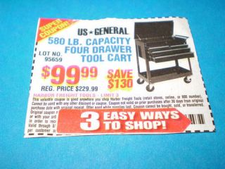Harbor Freight Coupon *** 580 LB Capacity Four Drawer Roller