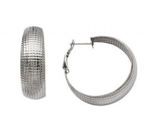 Steel by Design Textured Round Hoop Earrings —