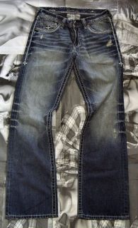 Authentic Affliction Cooper Black Premium Distressed Blue Denim Jeans