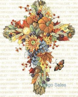 Janlynn Counted Cross Stitch Chart 11 x 14 Fall Floral Cross Sale