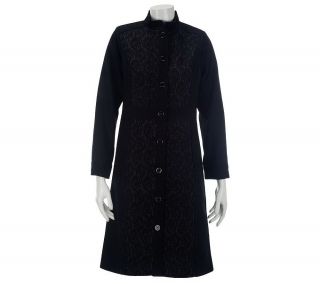 Isaac Mizrahi Live Mandarin Collar Lace Jacquard Melton Coat