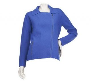 by Marc Bouwer Asymmetrical Zip Front Sweater Jacket —