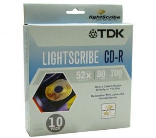 TDK 52X 80 Minute LightScribe CD R Discs   10 Pack —