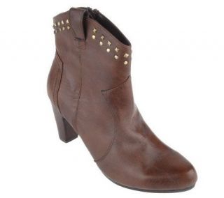 Andrew Geller Western Ankle Boots w/ Side Zip & Stud Detail — 