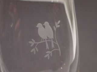 Orrefors Sweden Crystal Vase with Etched Birds on A Branch 3867 111