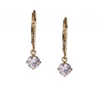 Diamonique 1.00 ct tw Round Lever Back Earrings, 14K Gold —