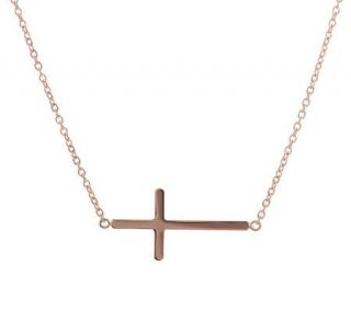 Bronzo Italia 18 Polished Horizontal Cross Necklace —