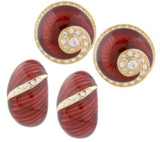 Jacqueline Kennedy Reproduction Setof2Cranberry Clip Earrings