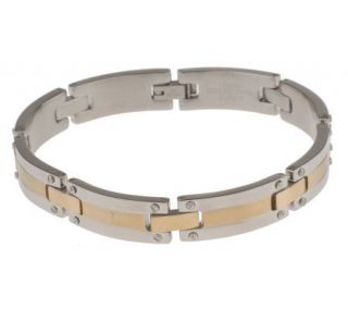 Forza 8 1/4 Solid Two tone Link Bracelet Stainless Steel —