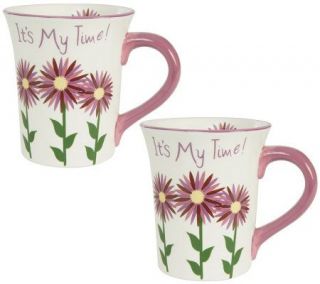 Its My Time Set of 2 Hand Painted Mugs   H168898