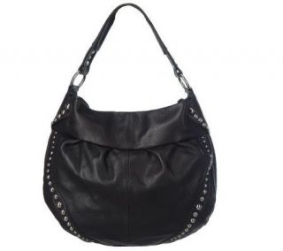 Makowsky Glove Leather Large Hobo w/Stud Accents —