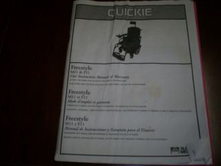 Quickie Freestyle M11 F11 Wheelchair Owners Manual Jazzy L K W W